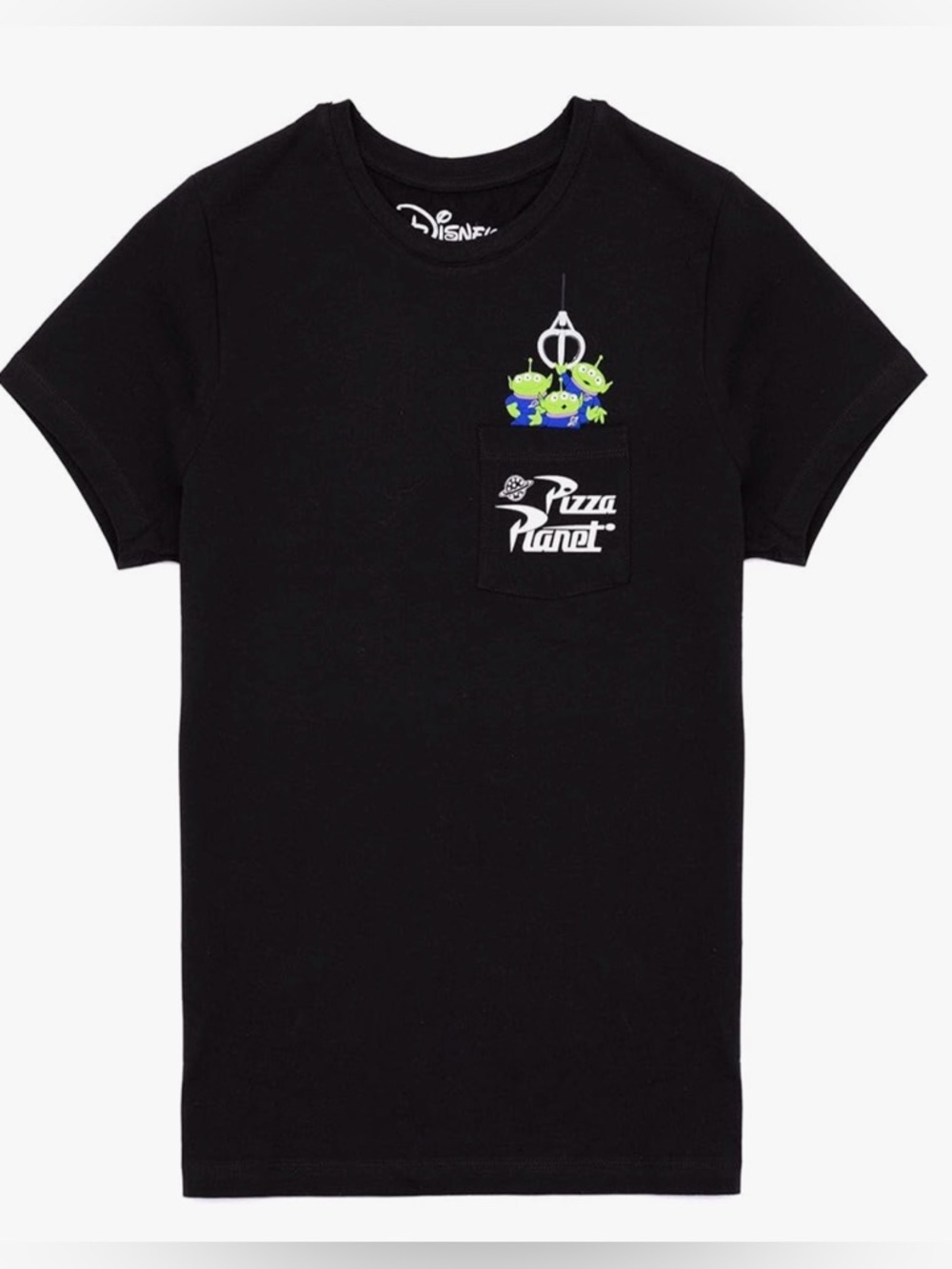 Disney Pixar Toy Story Pizza Planet green Aliens Pocket T-Shirt Black Claw Small